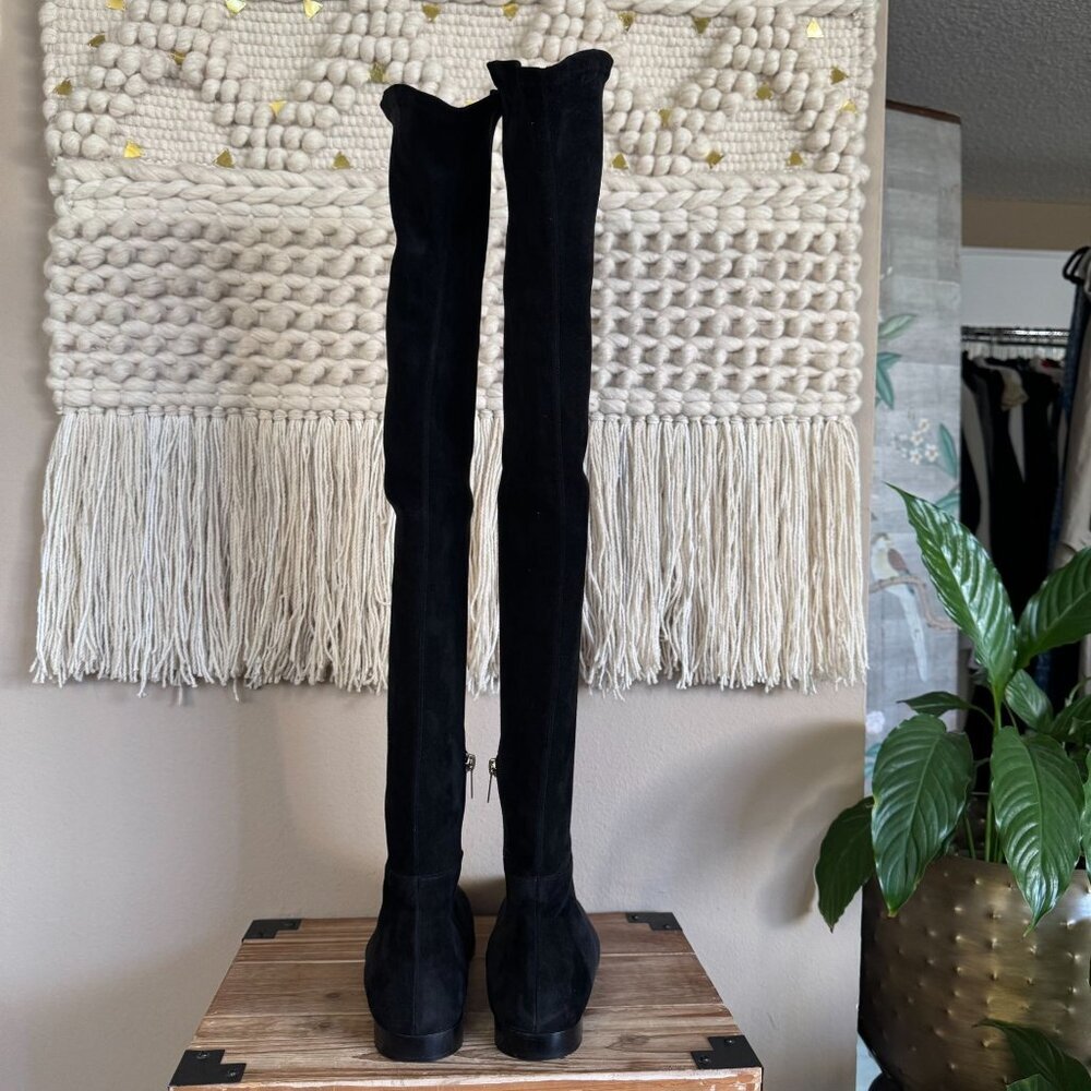 jimmy Choo Myren Black Stretch Suede Flat Over the Knee Boots Size 42/US Size 12 - Picture 11 of 16